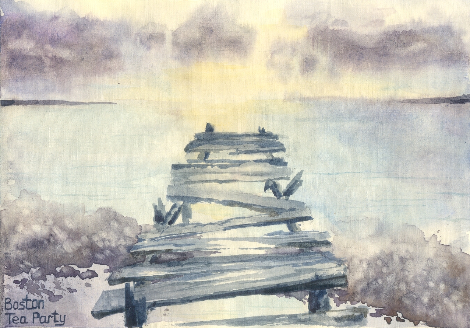 Boston tea party Acidica perfumes Бостонское чаепитие открытка акварели Елена Пильгун